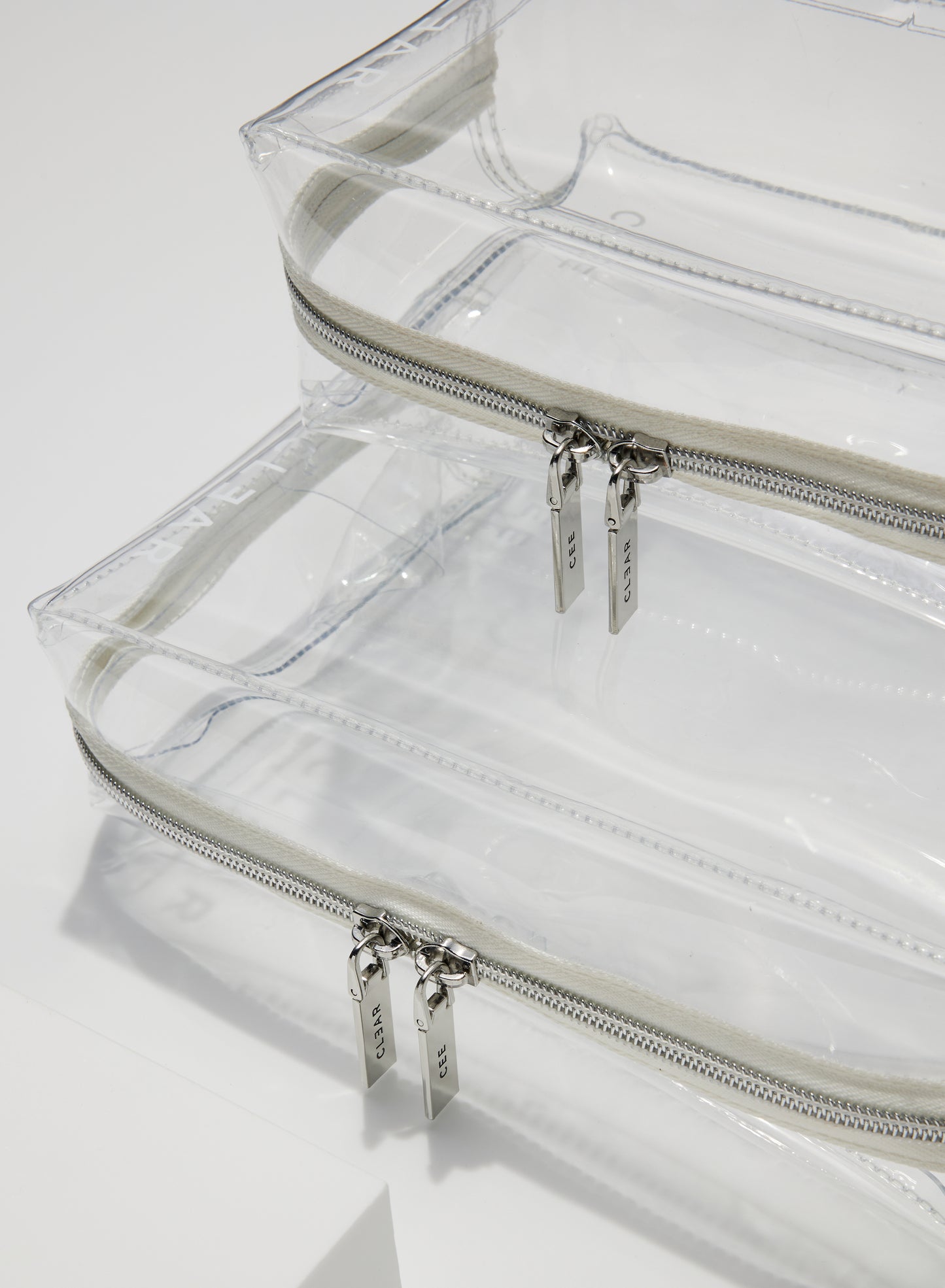 CLEAR LARGE + SMALL COSMETIC CASE SET