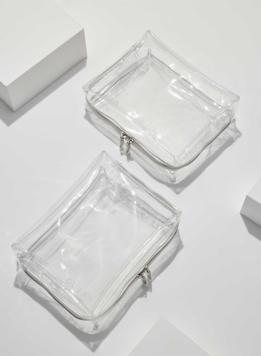 CLEAR LARGE COSMETIC CASE SET