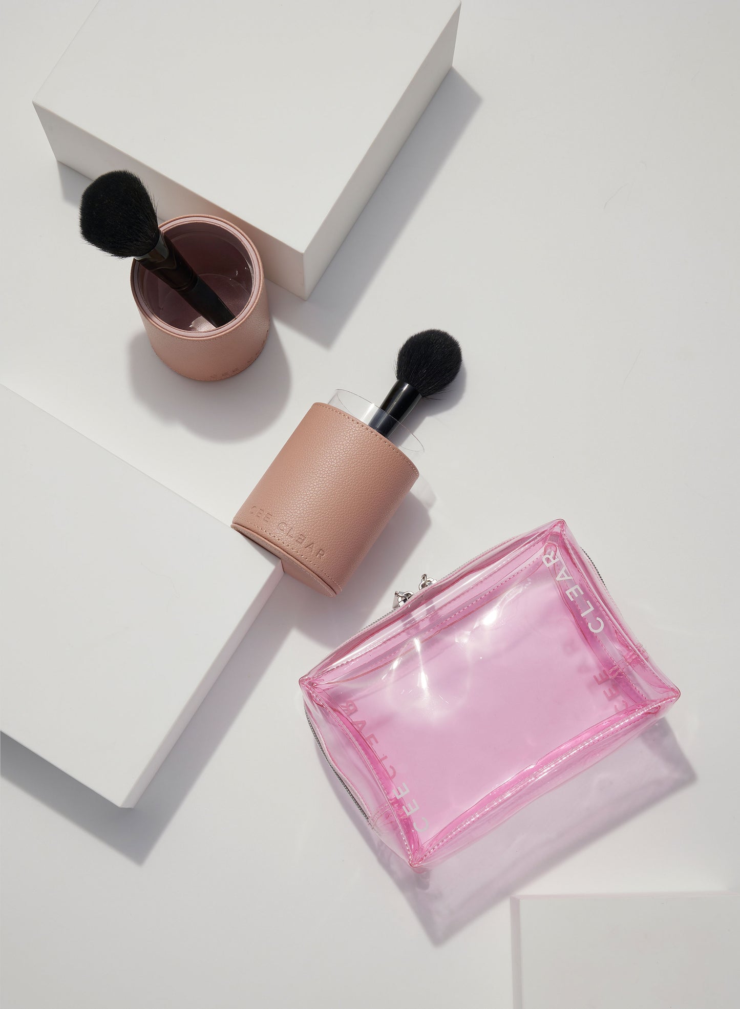 BLUSH BRUSH HOLDER & COSMETIC CASE SET