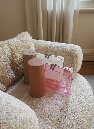 NATURAL BRUSH HOLDER & COSMETIC CASE SET
