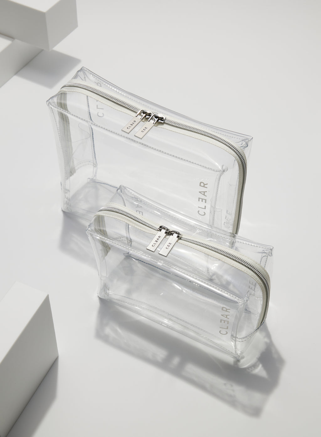 CLEAR LARGE + SMALL COSMETIC CASE DUO